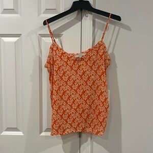 Ann Taylor LOFT Floral Ruffle Satin Cami